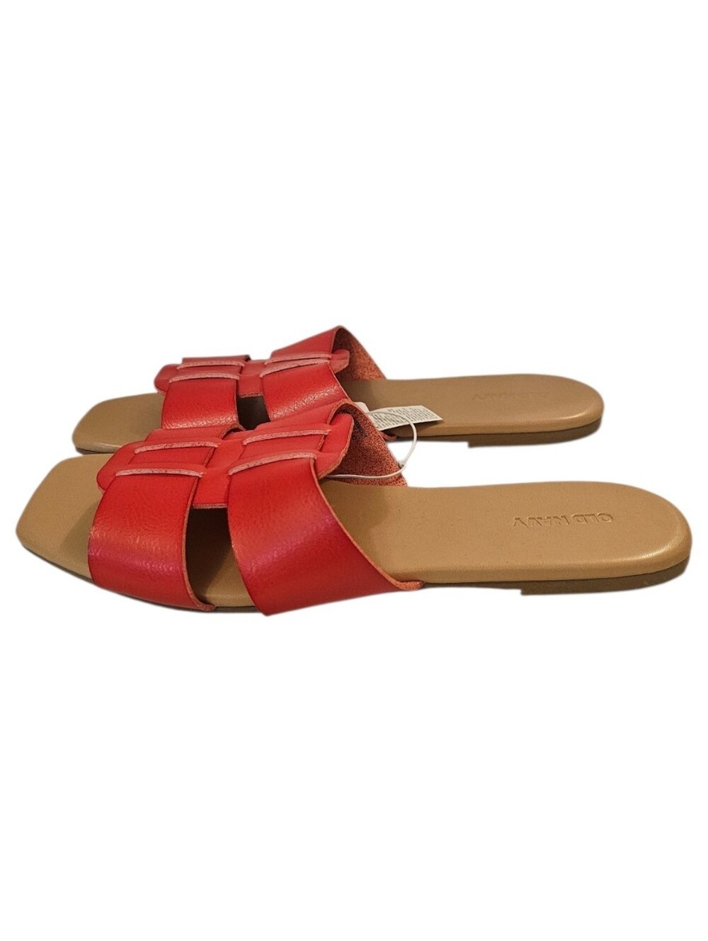 Orange and Beige Old Navy Women's Faux-Leather Slide Sandals - Picture 3 of 15